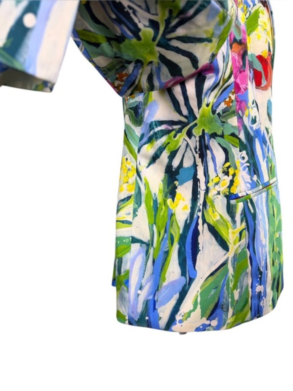 Claire Desjardins XL Colorful Abstract Floral Stretch Lined Blazer Jacket - Picture 6 of 9